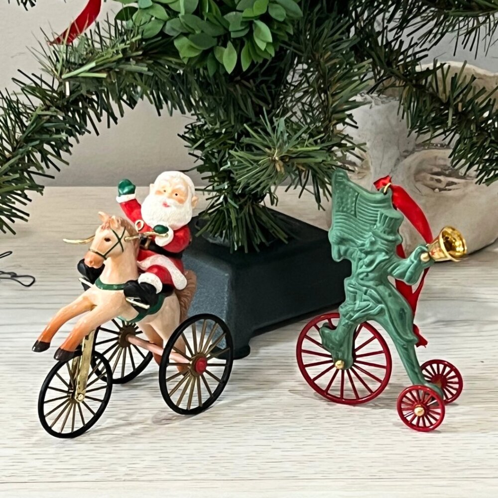 Hallmark Vintage Bundle Wonderful Santacycle Horse Tricycle 1988 Uncle Sam 1996